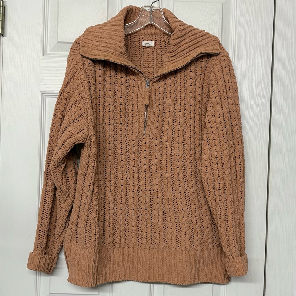 Aerie Very Soft Open Weave 1/2 Zip Cozy Oversized Sweater Sz XS
